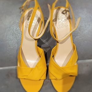 Vince Camuto Gold Open Toe Sandals with Ankle Strap